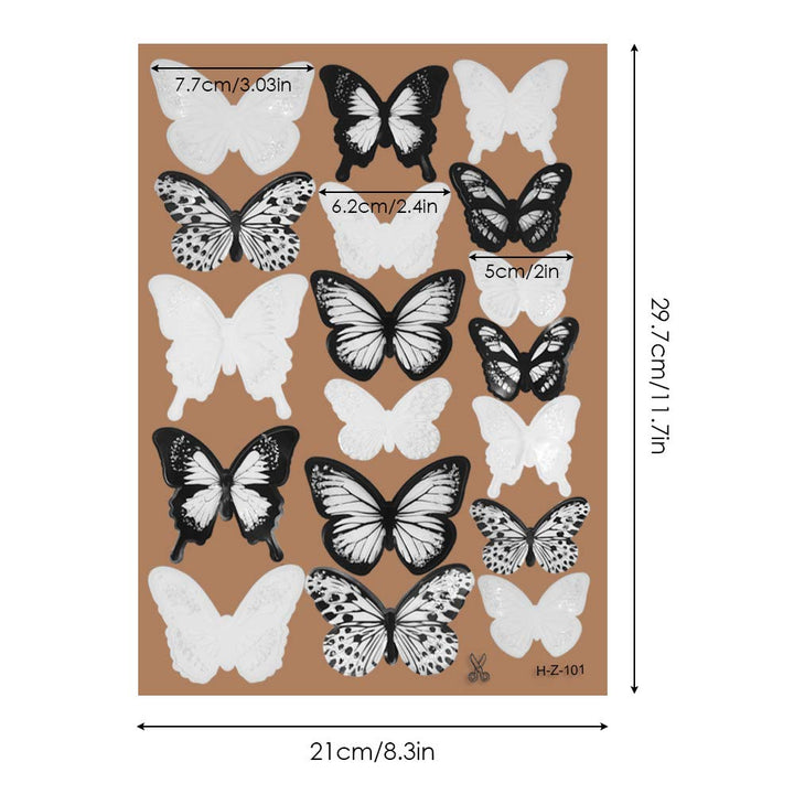 72 Pcs 3D Crystal Butterfly Wall Decor with Adhesive,maxin Butterflies Wall Decal Mural Stickers Wall Stickers Home DIY Decor for Baby Kids Bedroom, Living Room(Black and White)