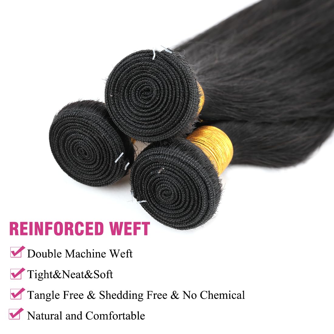 AUTTO Hair Unprocessed Peruvian Virgin Hair Straight Hair One Bundle 18inch Virgin Human Hair Weave Extension Weft Natural Black Color (100+/-5g)/bundle Can be Dyed and Bleached