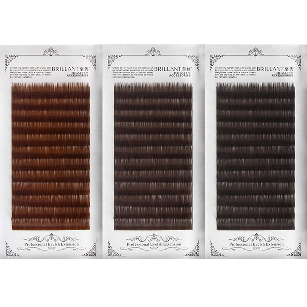 Scala Thickness 0.10mm C Curl Light Brown/Dark Brown/Black-Brown False lashes Individual Eyelash Extension Natural False Eyelashes (10mm, Dark Brown)