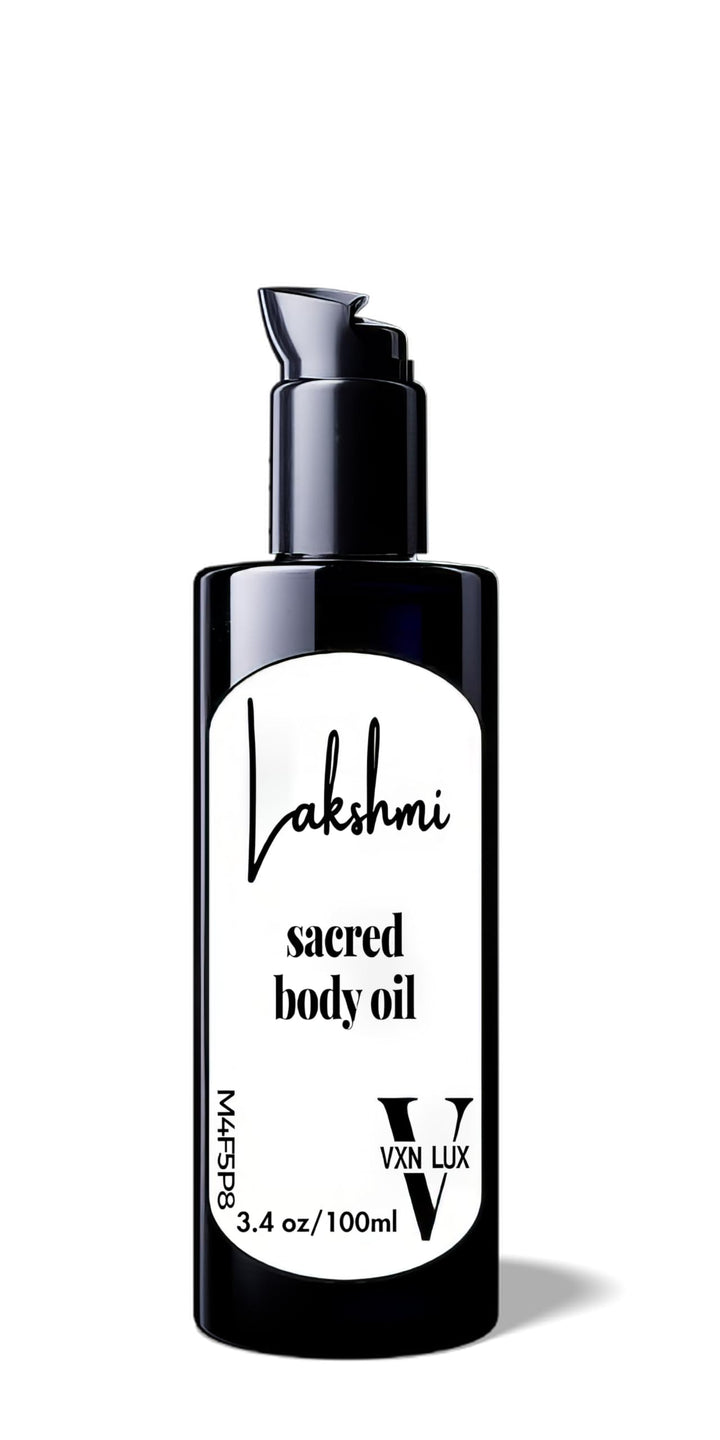 VXN LUX Lakshmi Organic Body Oil with Argan, Hemp Seed & Vitamin E oil for Skin Hydration & Antioxidant Protection, 3.4oz
