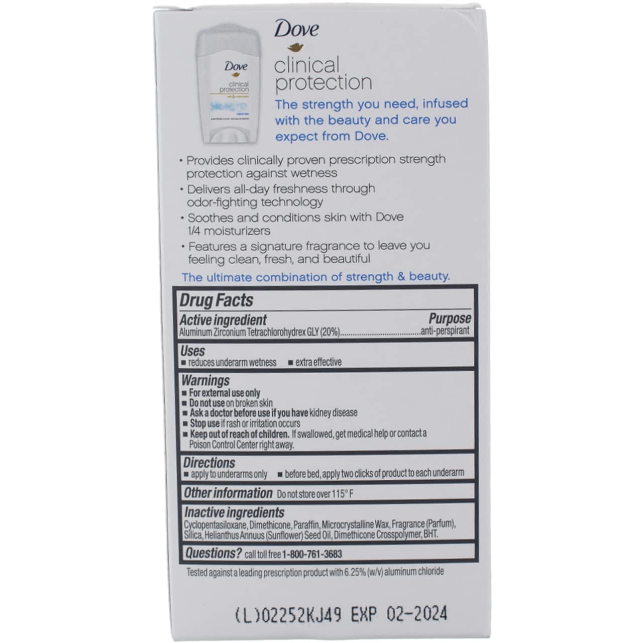 Dove Clinical Protection Antiperspirant/Deodorant, Original Clean, Stick, 1.7 Ounce (Pack of 2)