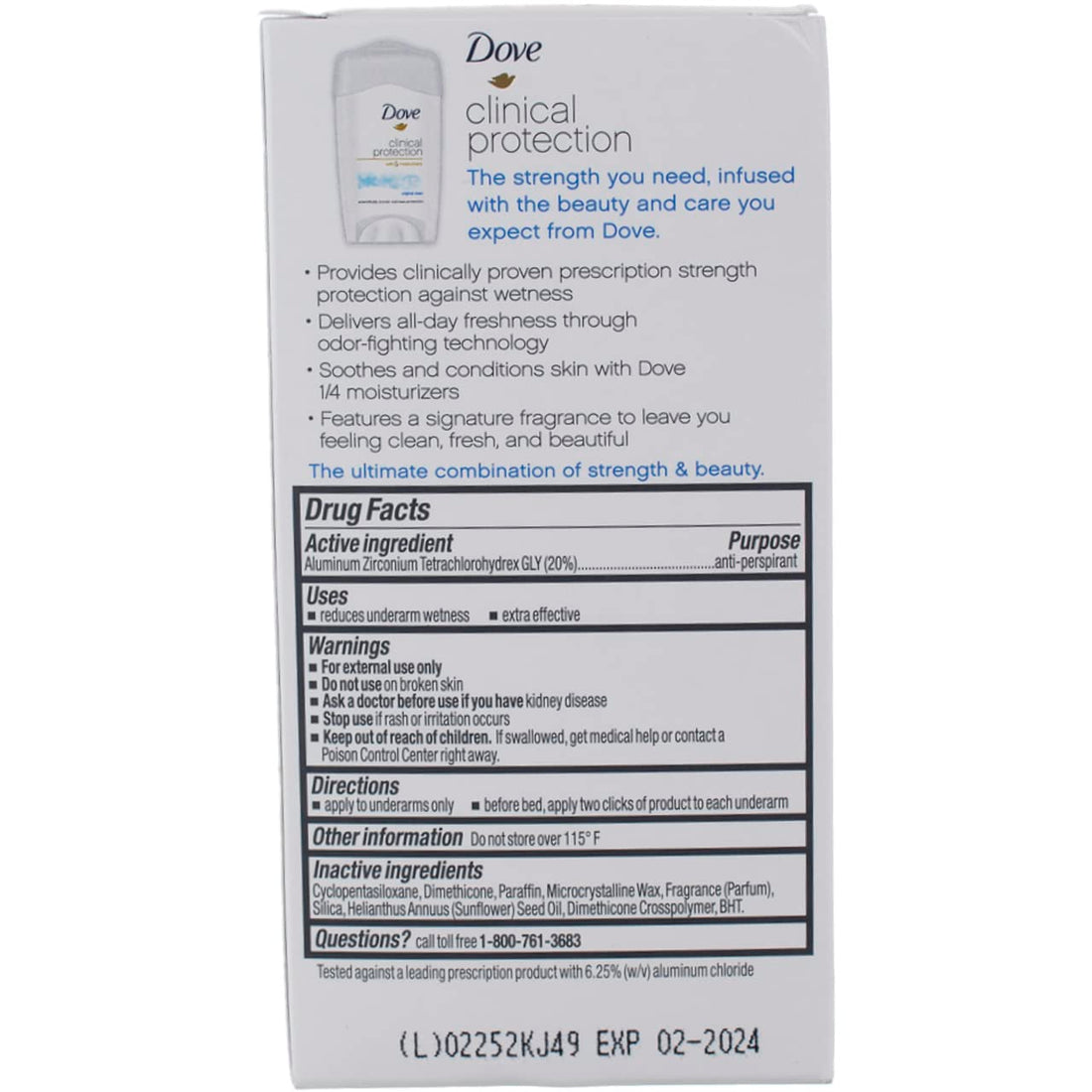 Dove Clinical Protection Antiperspirant/Deodorant, Original Clean, Stick, 1.7 Ounce (Pack of 2)