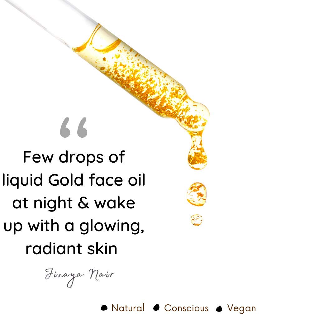 Natural Vibes Beauty Face Oil With Gold Flakes | Elixir For Intense Glow, Brightening & Hydration | Skin Clarifying | Dark Spot & Under Eye Corrector | 15 ml