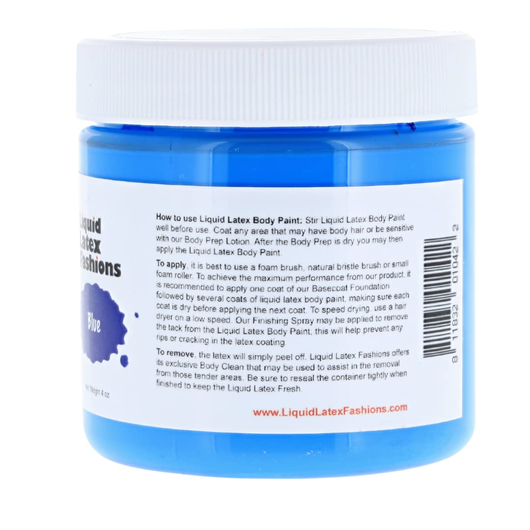 4 Ounce Liquid Latex Blue Body Paint - Easy to Peel off Liquid Latex for Nails!