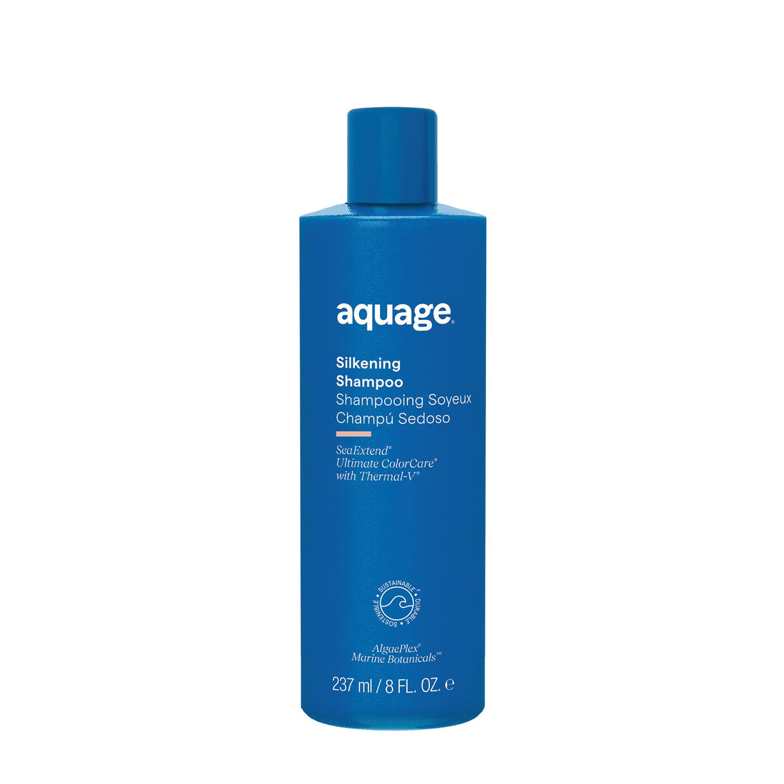 AQUAGE SeaExtend Silkening Shampoo, Smoothes and Silkens Coarse, Curly Hair, 8 oz