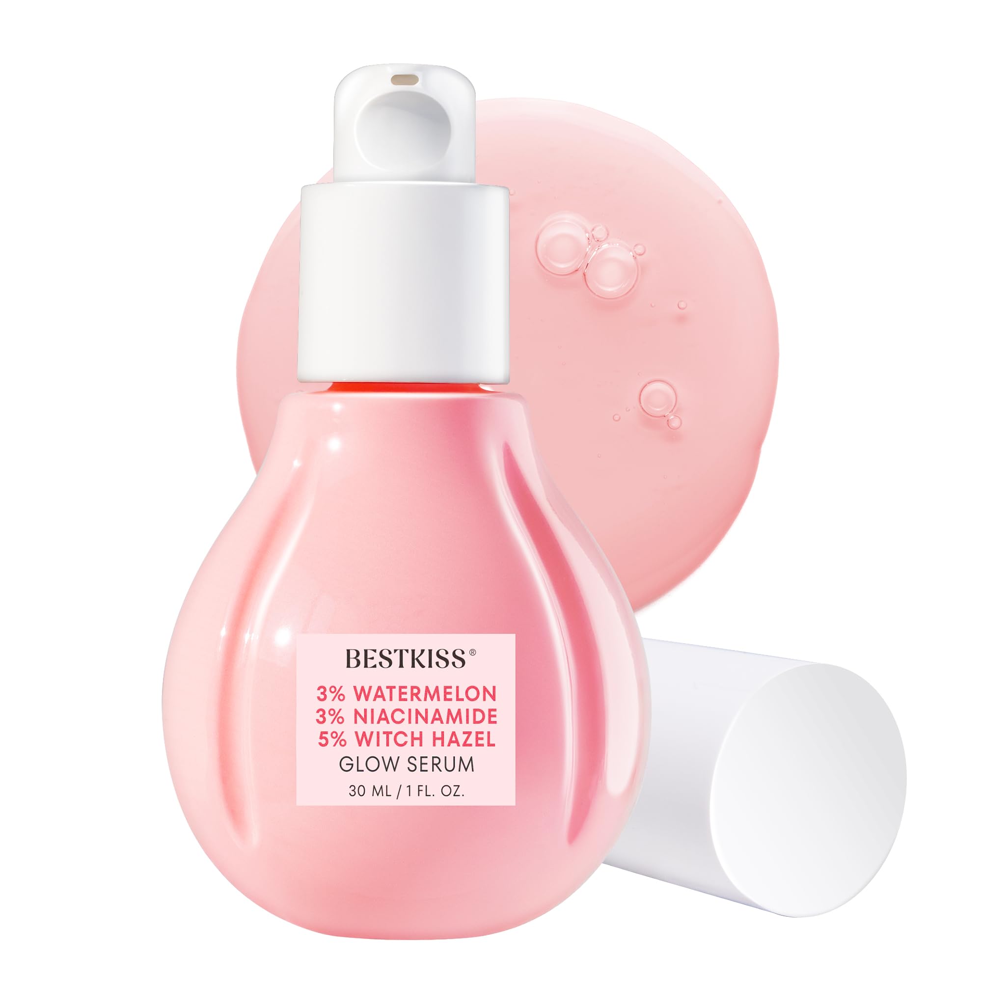 Bestkiss Dark Spot Remover for Face: 3% Watermelon 3% Niacinamide 5% Witch Hazel Dark Spot Correcting Glow Serum with Aloe Vera Centella Asiatica Hyaluronic Acid - Paraben Fragrance Cruelty Free 30mL