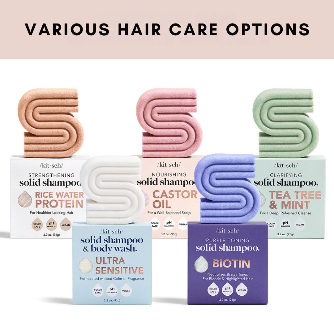 Kitsch Toning Purple Shampoo Bar for Blonde Hair with Biotin for Strengthening Hair & Neutralizing Brassy Tones | Vegan Solid Shampoo Bar for Hair Shine | Zero Waste, 3.2 oz