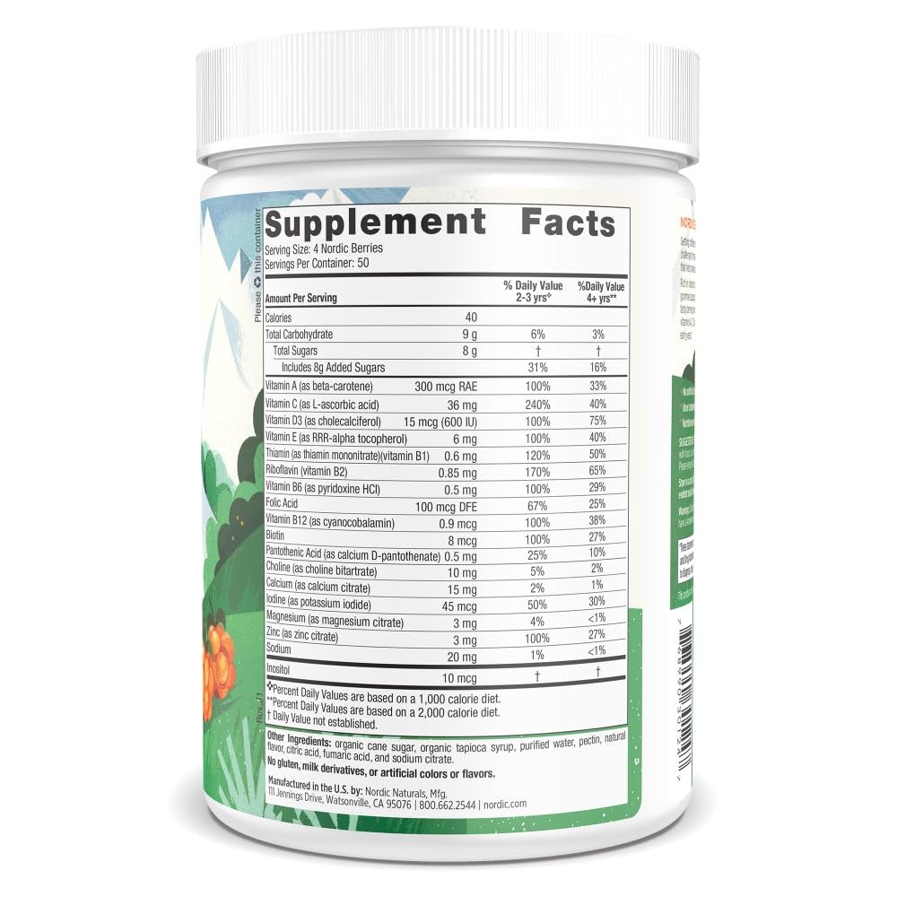 Nordic Naturals Nordic Berries, Citrus - 200 Gummy Berries - Great-Tasting Multivitamin for Ages 2+ - Growth, Development, Optimal Wellness - Non-GMO, Vegetarian - 50 Servings