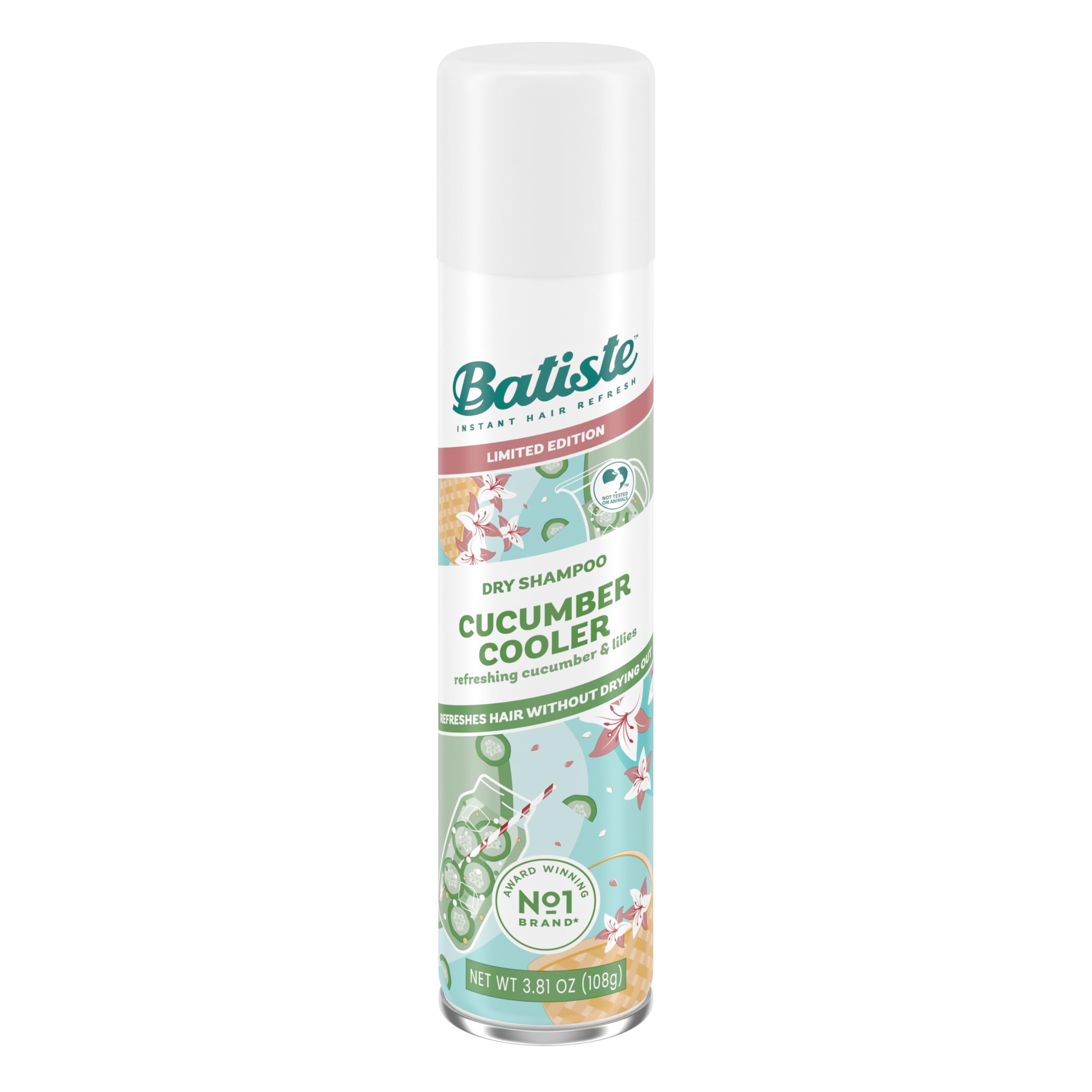 Batiste Dry Shampoo, Limited Edition Cucumber Cooler Scented, Refresh Hair & Absorb Oil Between Washes, 3.81 Oz.