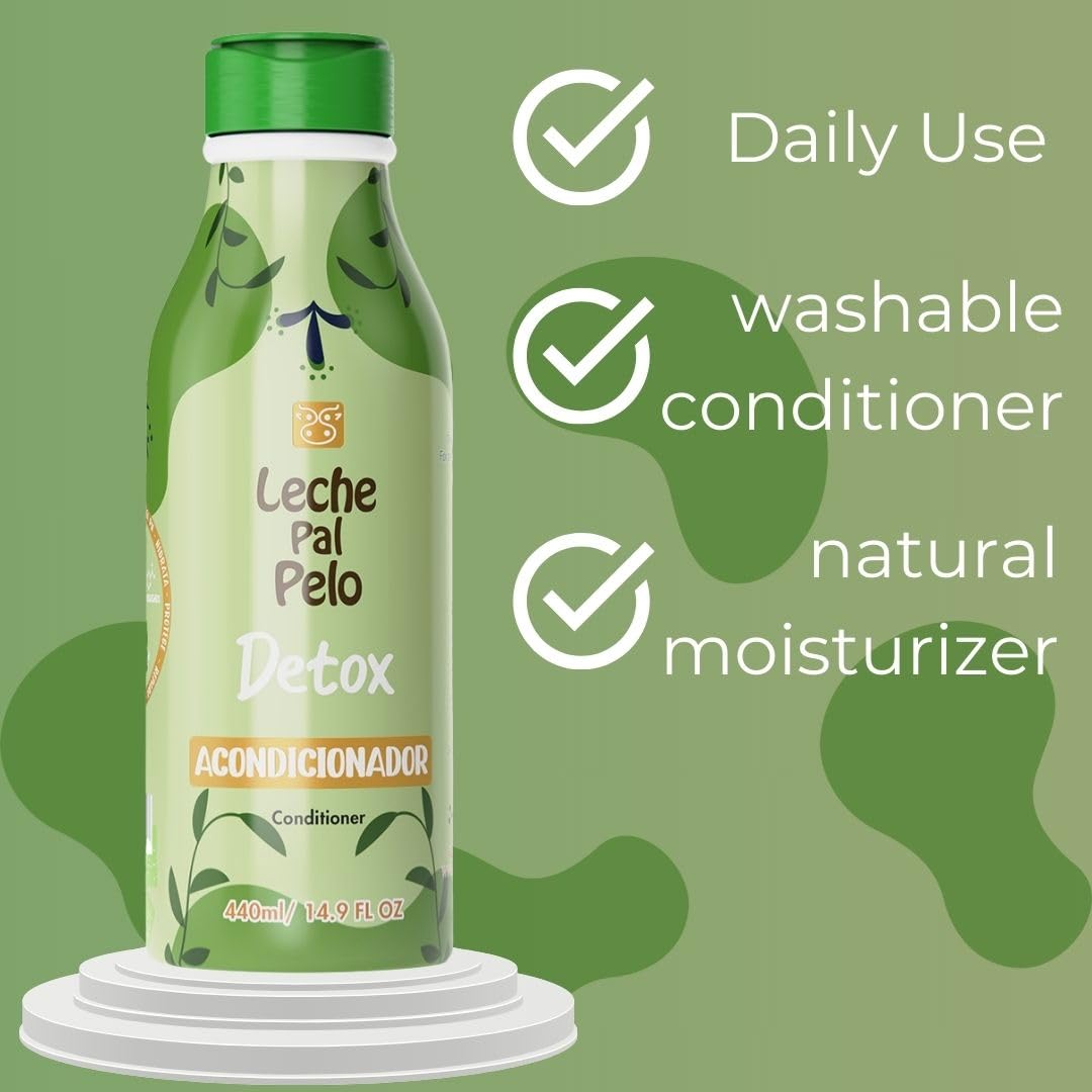 Leche Pal Pelo Detox Conditioner - Infused with Apple Cider Vinegar, Honey Extract, and Green Tea. Experience Total Hair Transformation, Repair, and Natural Shine. 14.9 oz.