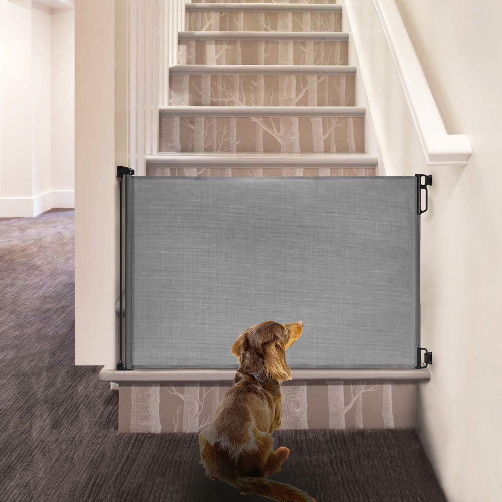 EasyBaby Extra Wide and Extra Tall Retractable Baby Gate Extends up to 71 Wide, 39.3 (100cm) Tall, Grey/Pet Retractable Gates for Stairs, Doorways, Hallways, Indoor and Outdoor