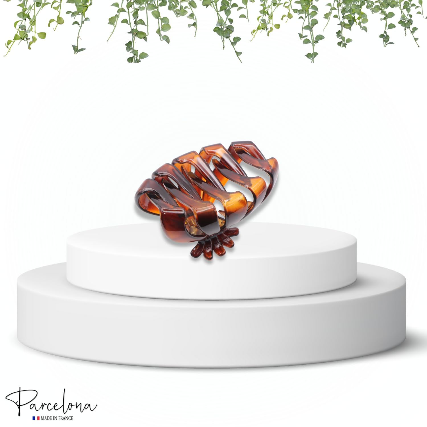 Parcelona French Fleur Large Wide Inside Teeth Celluloid Tortoise Shell Jaw Hair Claw Clip Clutcher Clamp