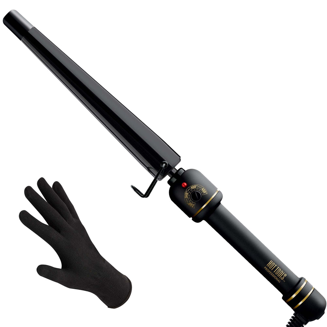 Hot Tools Professional Black Gold XL Tapered Curling Wand for Long Lasting Curls or Waves, 1 Ã‚¼ Inches
