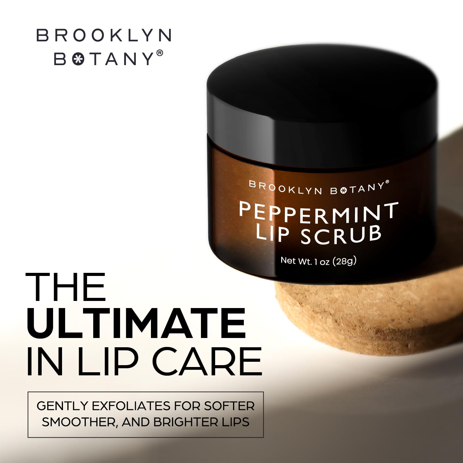 Brooklyn Botany Lip Scrub Exfoliator 1 oz – Lip Moisturizer for Dry Lips and Chapped Lips – Gentle Lip Exfoliator for Smooth and Brighter Lips – Peppermint Flavor