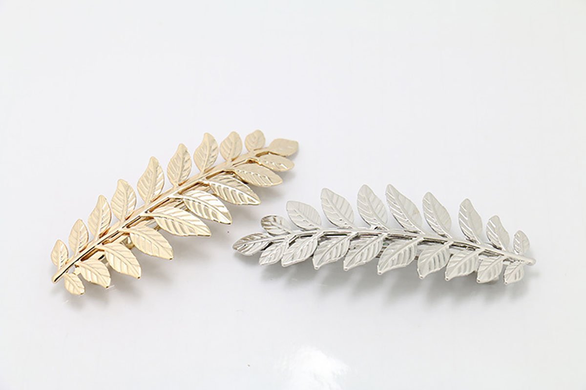 Fodattm 2PCS Girls Women Metal Leaf Branch French Updo Hair Pin Wedding Hair Clip Party Hairpins Hair Barrettes Hair Accessory (Silver)