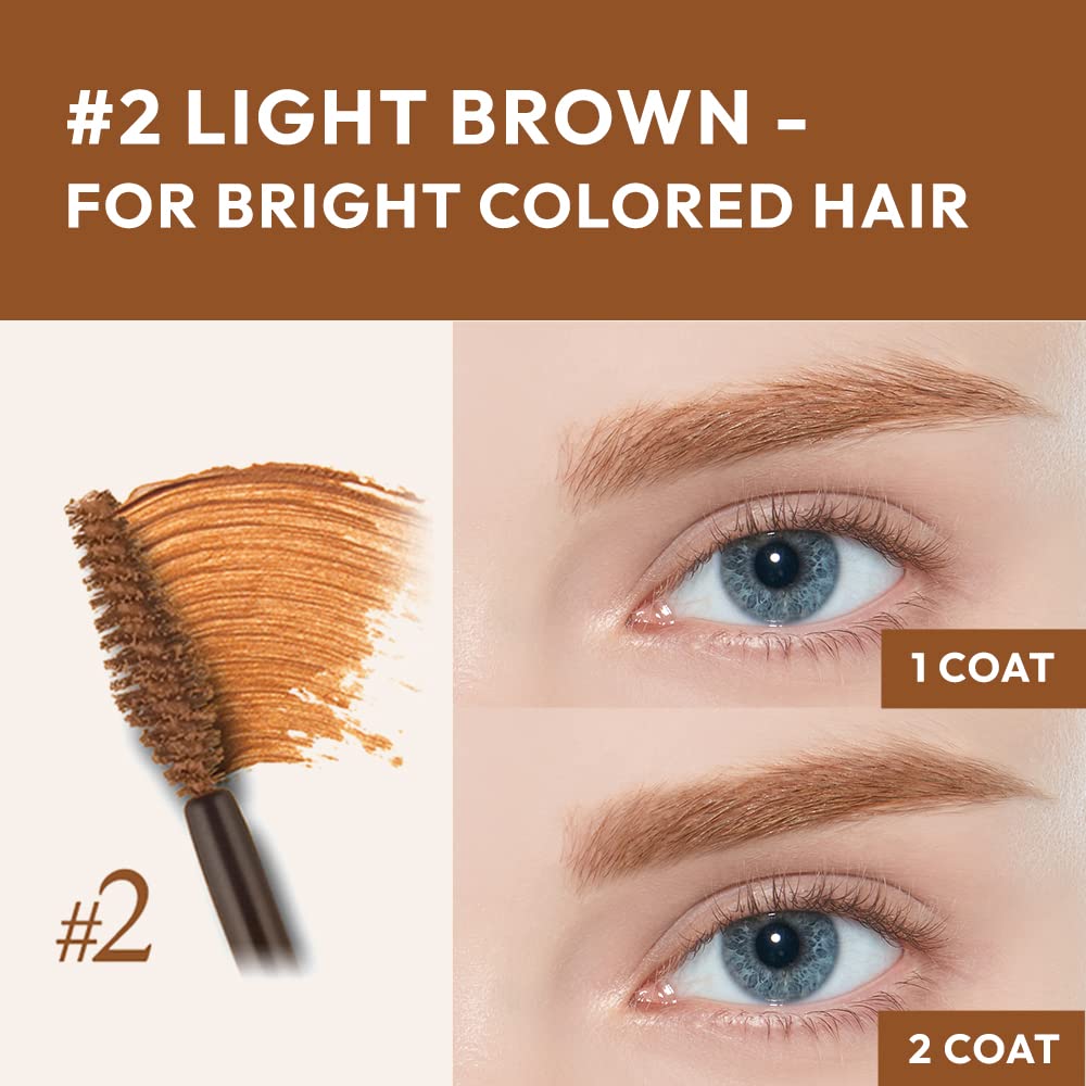 ETUDE Color My Brows 4.5g #2 Light Brown | Eyes Makeup | Eyebrow Mascara, Quickly Fixing Natural Eyebrow Makeup with Care Effect | Kbeauty