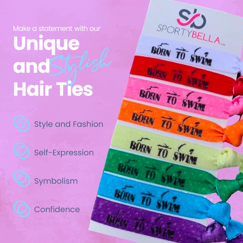 Infinity Collection Swimming Hair Ties- Girls Swimming Accessories- Swim Jewelry for Swimmers & Swim Team