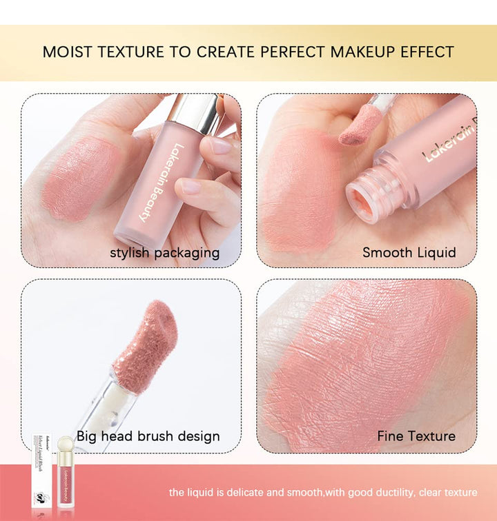 MEICOLY Pink Matte Dewy Liquid Blush,Super Natural Cream Blush Stick for Cheeks,Silky Smooth Soft Pinch Long-Lasting Waterproof and Sweat proof Blush Makeup,Cruelty-Free,02,Happy,Rose