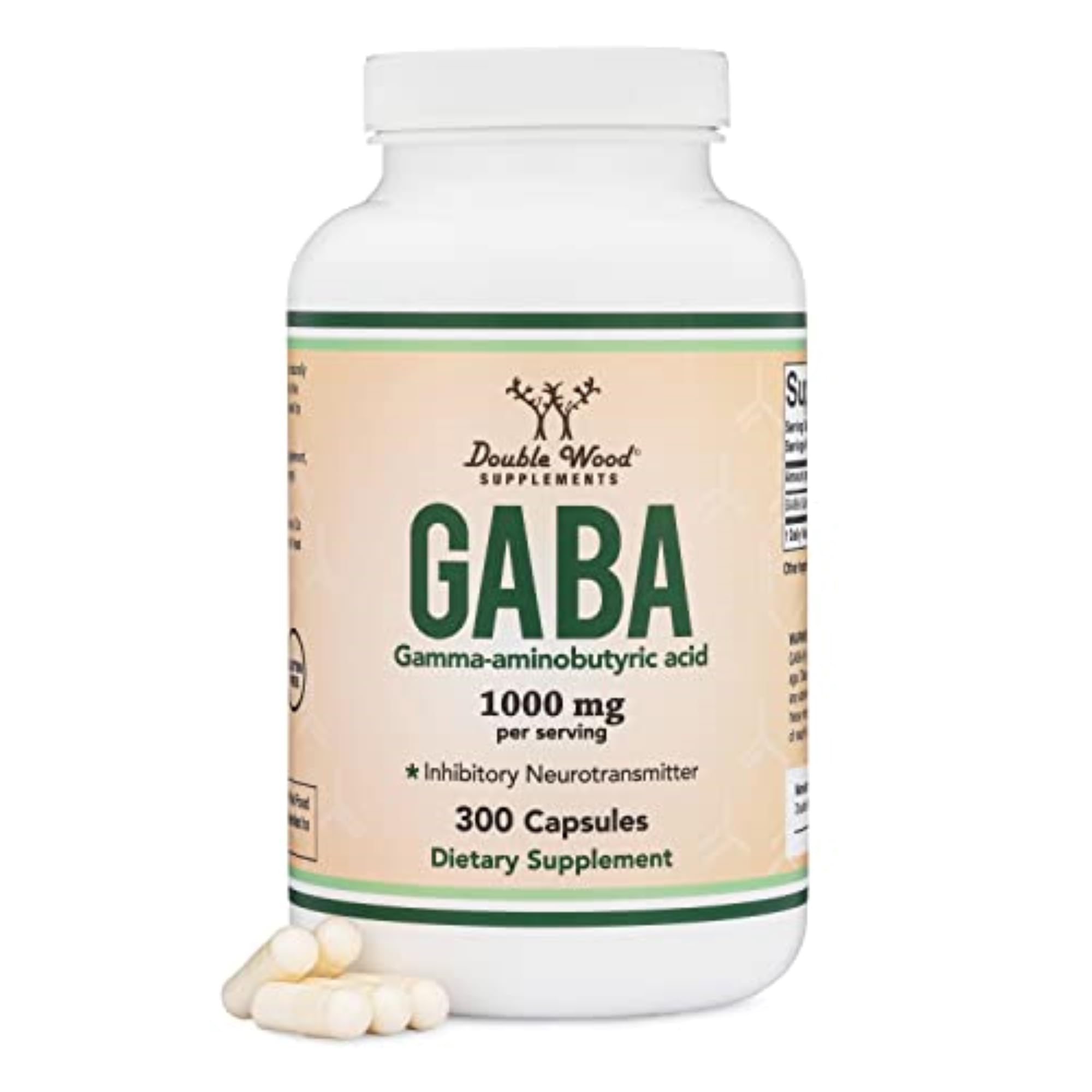 GABA Supplement (300 Capsules, 1,000mg per Serving) Promotes Calm, Relaxation, and Supports Sleep (Vegan Safe, Gluten Free, Non-GMO)(Gamma Aminobutyric Acid) by Double Wood