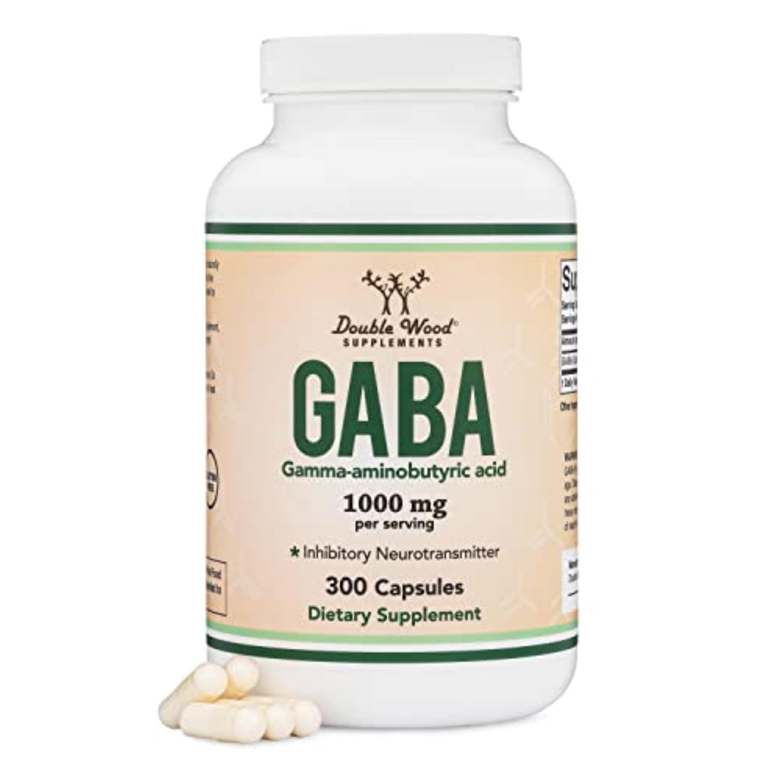 GABA Supplement (300 Capsules, 1,000mg per Serving) Promotes Calm, Relaxation, and Supports Sleep (Vegan Safe, Gluten Free, Non-GMO)(Gamma Aminobutyric Acid) by Double Wood