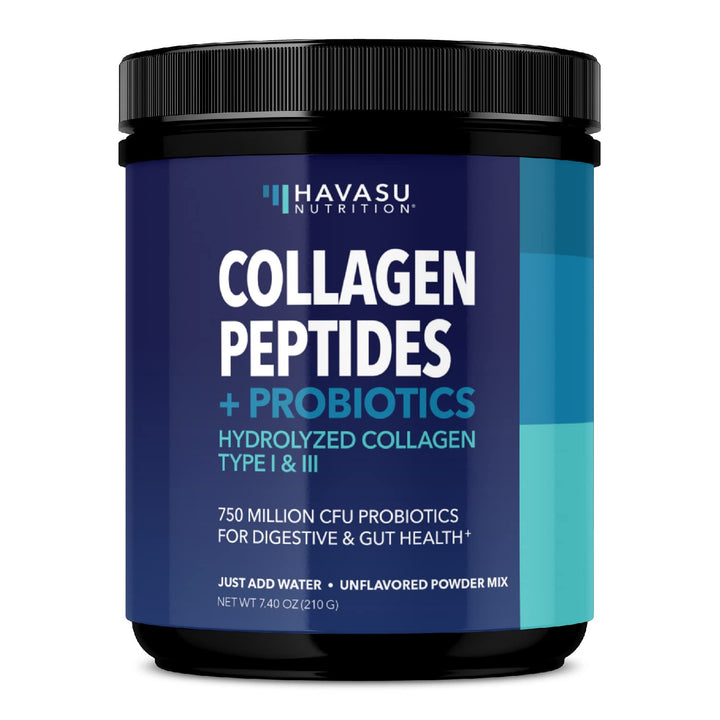 Collagen Peptides Powder with Probiotics - Grass-Fed Hydrolyzed Type I & III for Hair Skin and Nail Health - GLP-1 Nutritional Support for Digestion - Easy-to-Mix, Unflavored, 1-Month Supply