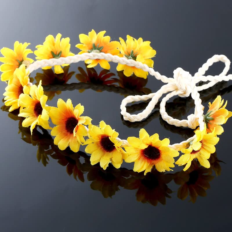 Boao Boao 10 Pieces Sunflower Hair Pins Floral Hair Clips with 2 Pieces Sunflower Wreath for Women and Girls, Performances, Parties, Weddings, Festivals