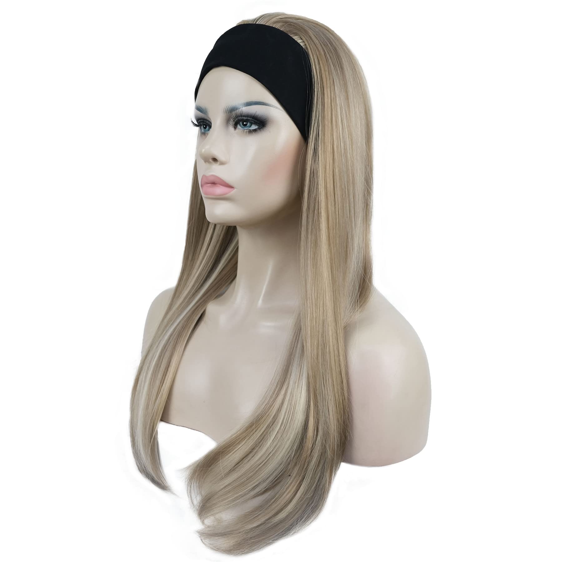#H16-613: Aimole Long Straight 3/4 Women'S Wigs Hair Piece Synthetic Hair With Black Headband(H16-613)