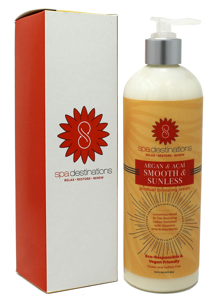 Spa Destinations Argan & AÃƒ§aÃƒ­ Smooth & Sunless Gradual Bronzing Lotion 16 Ounce