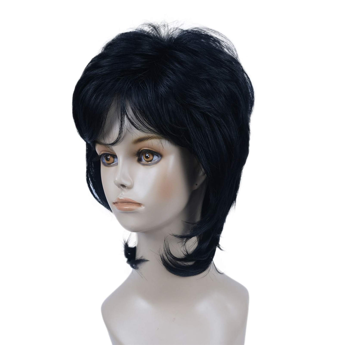 1: Wiginway Short Black Wigs Synthetic Hair Short Natural Wavy Wigs Women Full Capless Wig Paula Young Wigs(Black#1)