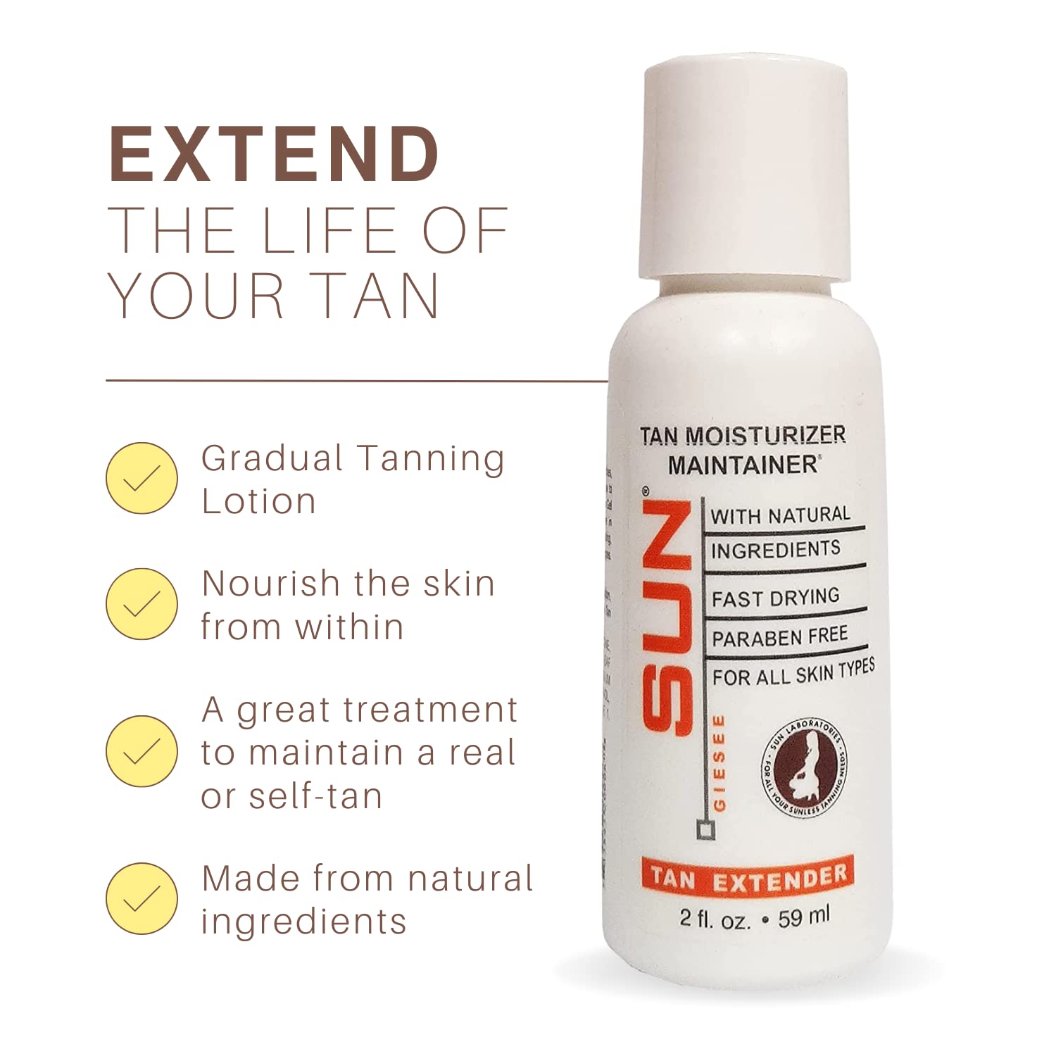 Sun Laboratories By Giesee Tan Extender Glow Lotion 2 oz - Self Tanning Lotion, Self Tanner, Tanning Lotion, Travel Size, After Tan Moisturizer, After Sun Lotion, Face Tanning Enhancer