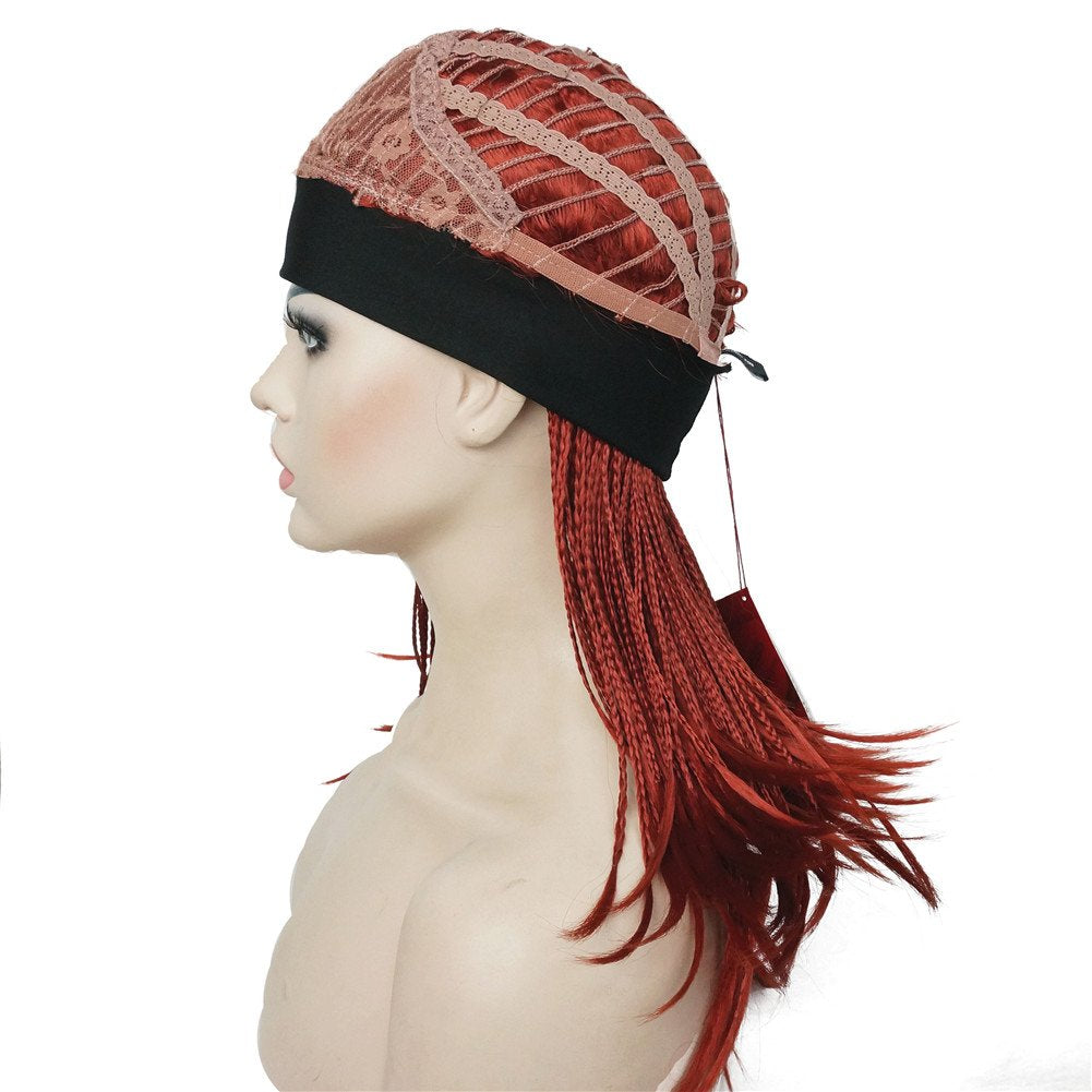 #137: Aimole Long Braiding Crochet Hair Fully Hand Tied Twist Braided With Headband Half Wig(137-Red)