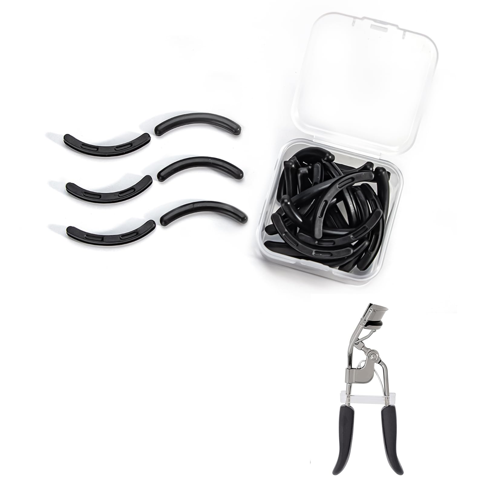 Eyelash Curler Refills Compatible with e.l.f.,Eyelash Curler Pads 24PCS,Silicone Lash Curler Refill Pads Compatible with e.l.f.,Black