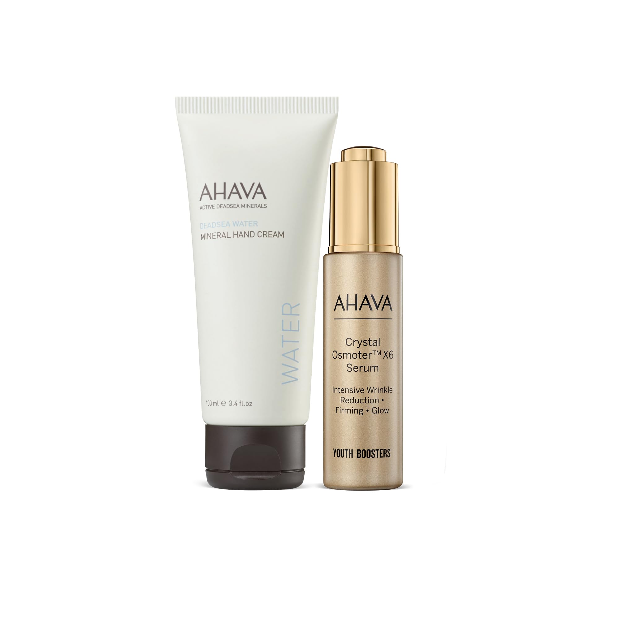 AHAVA Working Hands & Anti-Wrinkles Set - Includes Hand Cream 3.4 Fl.Oz against dry, cracked hands & Crystal Osmoter X6 Serum 1 Fl.Oz to provide radiance & treatment against wrinkles & fine lines