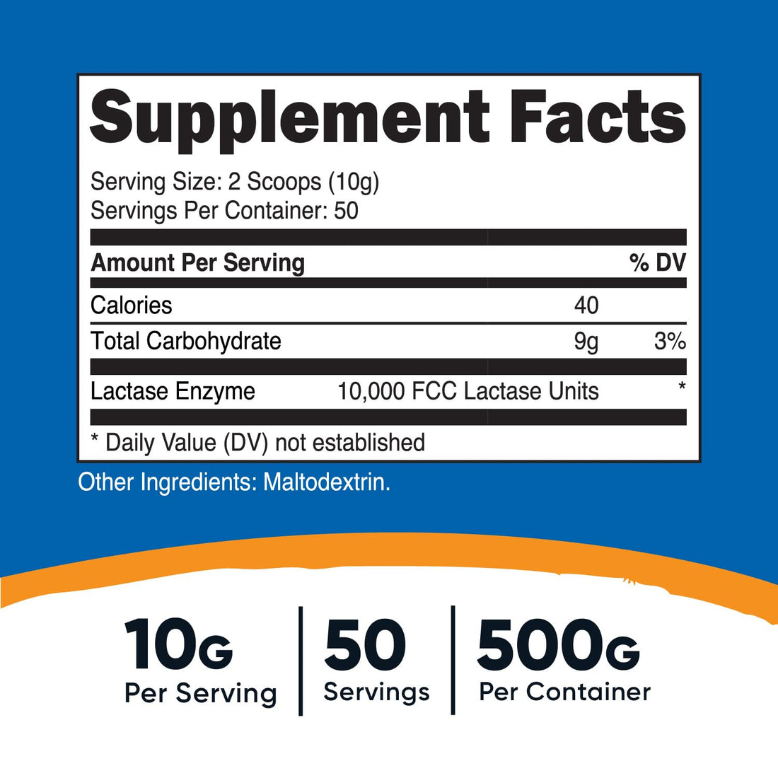 Nutricost Lactase Powder 500 Grams - Non-GMO, Gluten Free