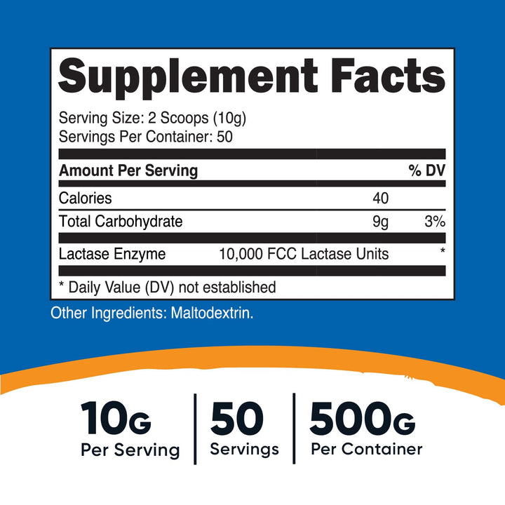 Nutricost Lactase Powder 500 Grams - Non-GMO, Gluten Free