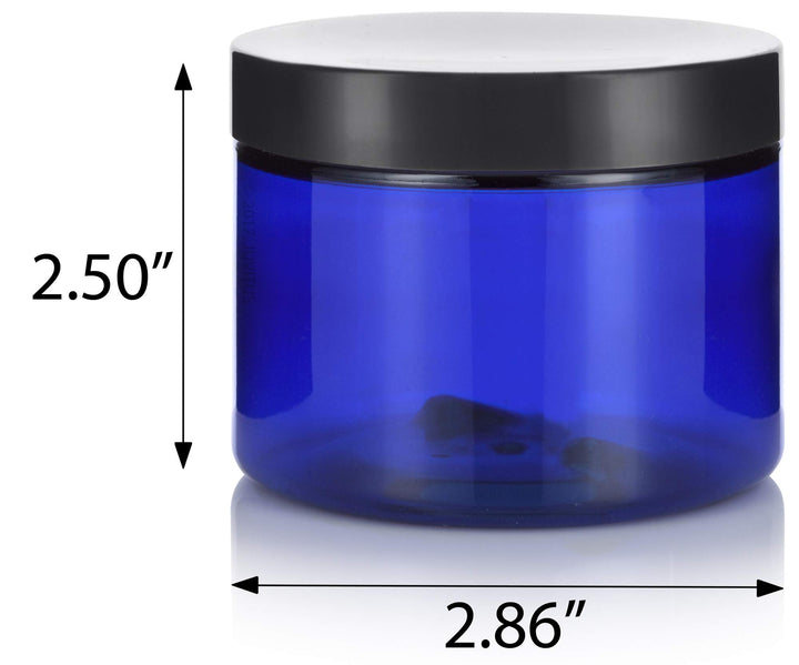 Cobalt Blue 6 oz PET (BPA Free) Plastic Jar (12 pack)