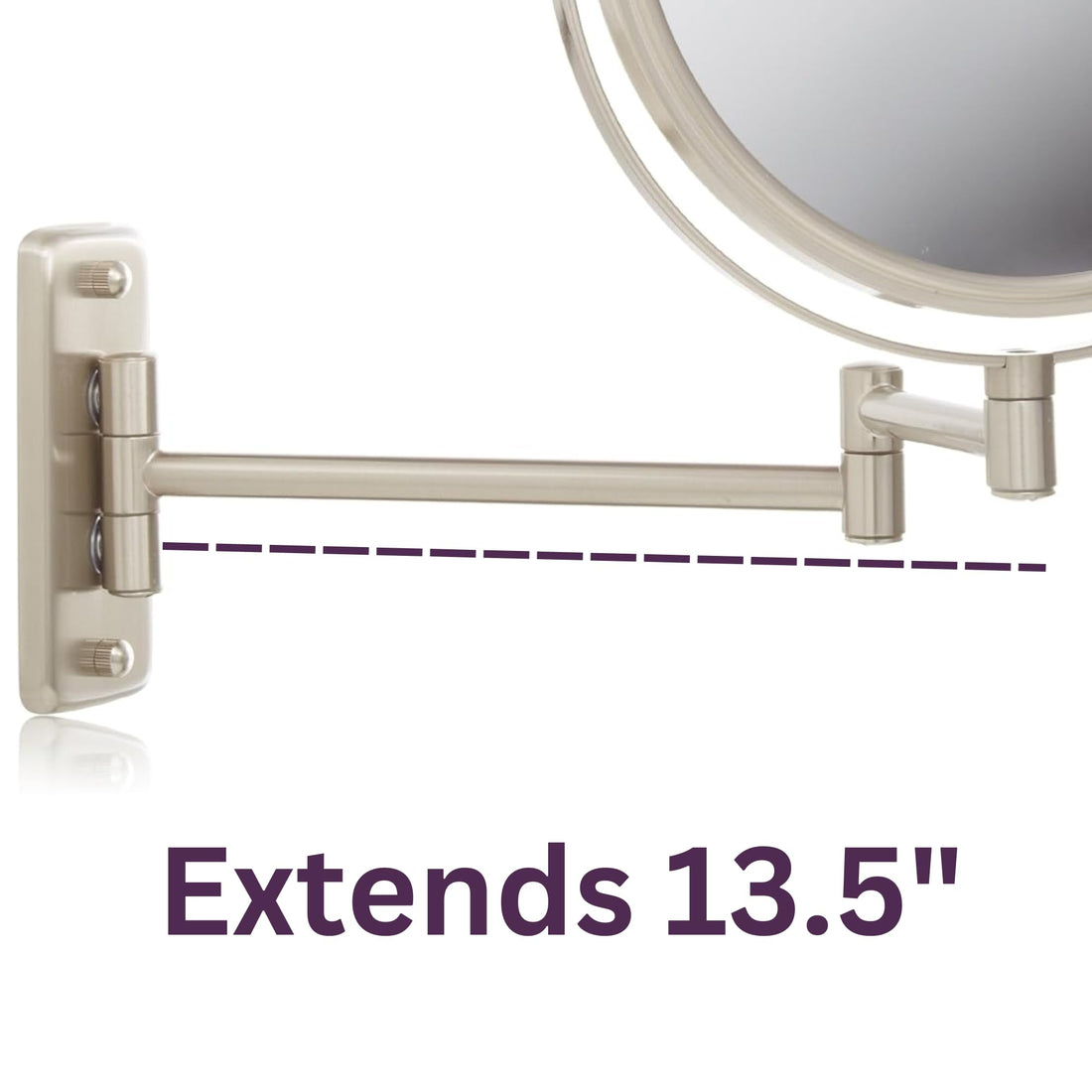 Jerdon JP7808N 8-Inch Two-Sided Swivel Wall Mount Mirror with 8x Magnification, 13.5-Inch Extension, Nickel Finish