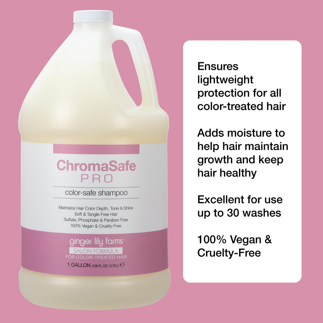 Ginger Lily Farms Salon Formula ChromaSafe Pro Color-Safe Shampoo for Color-Treated Hair, 100% Vegan & Cruelty-Free, 1 Gallon (128 fl oz) Refill
