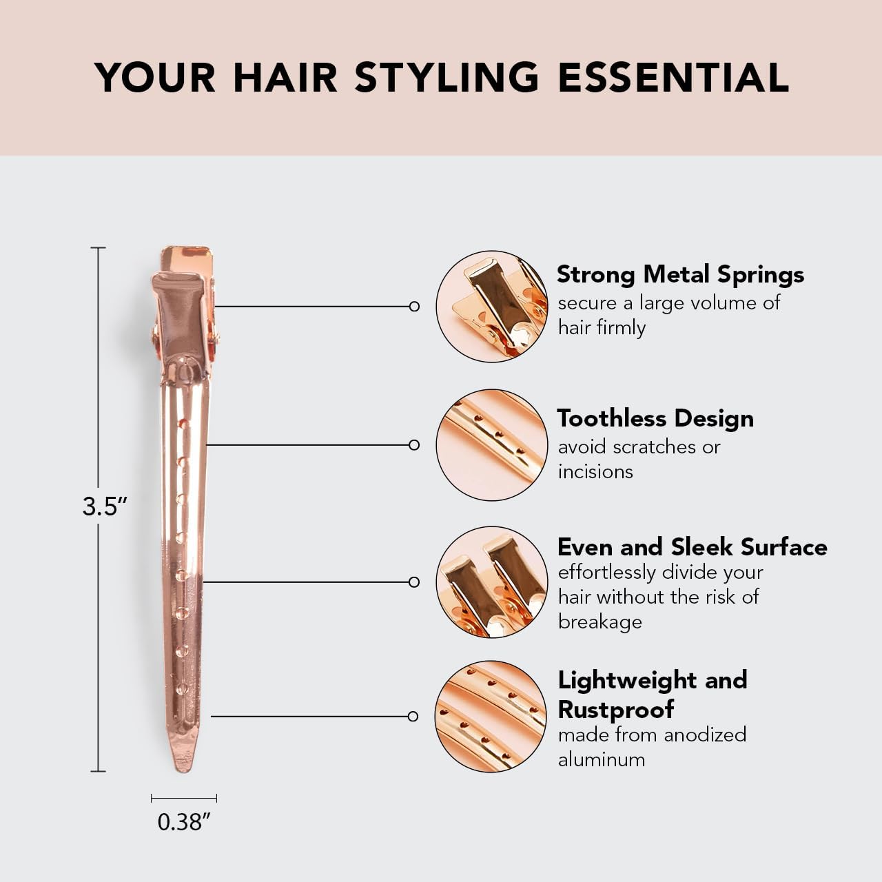 Kitsch Kitsch Pro Styling Clip, 6 Count (Gold)