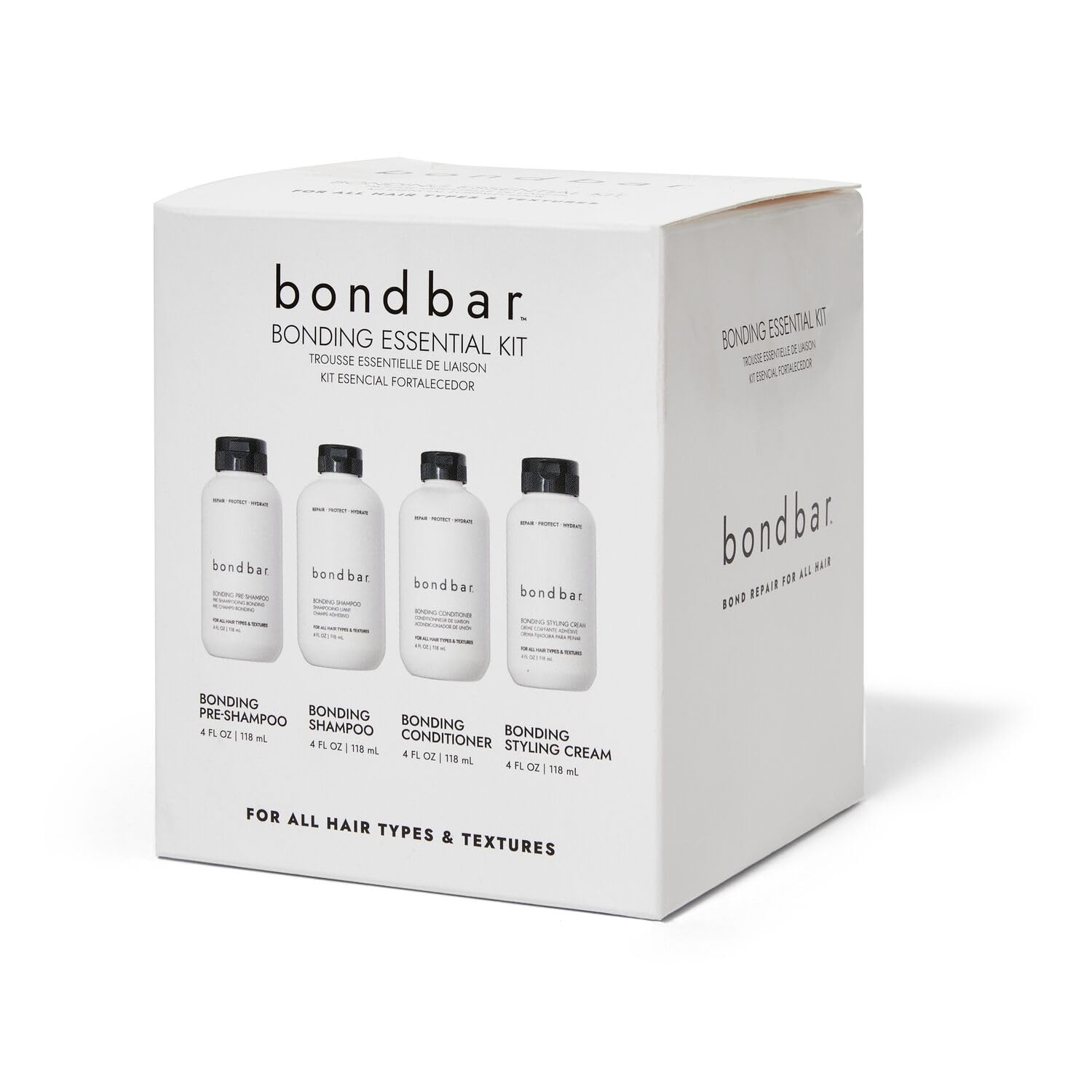 Bondbar Bonding Essential Kit, Contains Pre-Shampoo, Shampoo, Conditioner, and Styling Cream, 4 x 4 Oz