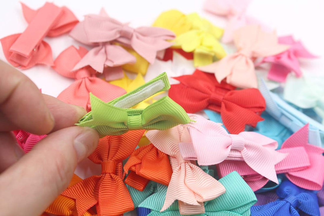 CÉLLOT Baby Hair Clips 50Pcs Tiny 2 Baby Hair Bows Fully Covered Barrettes Clips for Baby Girls Infants and Toddlers,25 Colors in Pairs
