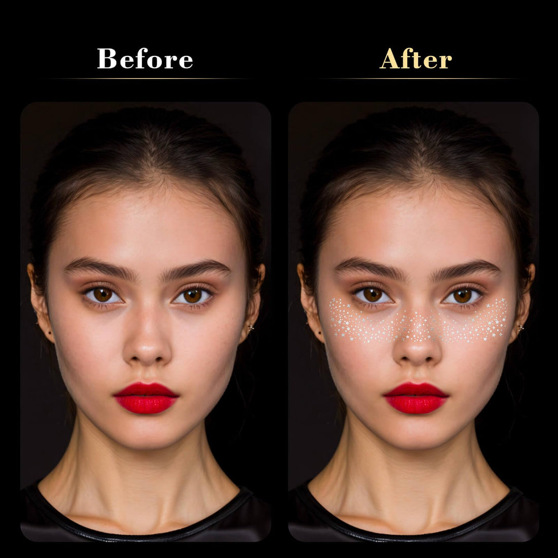 MEICOLY Silver Face Glitter,Glitter Freckles Face Tattoo for Women and Kids,Sparkle Makeup Patches,Sparkle Freckles Speckles Patches,Silver Glitter Freckles,6 Count