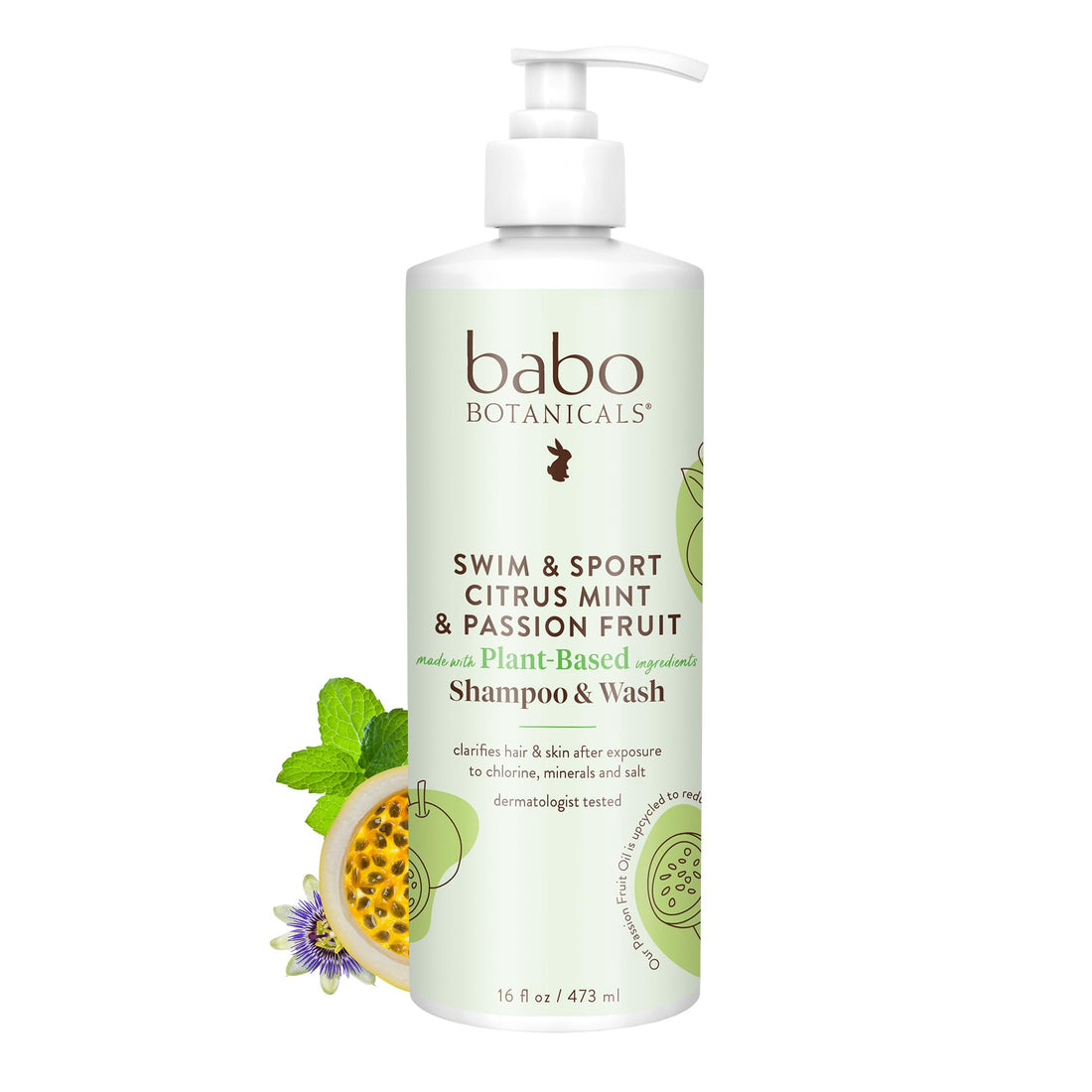 Babo Botanicals Swim & Sport Citrus Mint & Passion Fruit Clarifying Shampoo & Body Wash - 16 Fl Oz