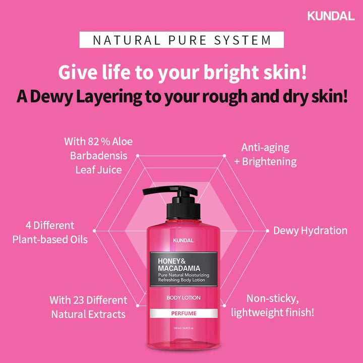 Kundal Nature Body Lotion [Acacia Moringa Scent] Natural Moisturizer with 82% Aloe Vera/Deep Hydration for Dry Skin/Organic Formular Sensitive Skin Friendly 1,000ml(16.9 Fl Oz x 2ea/set)