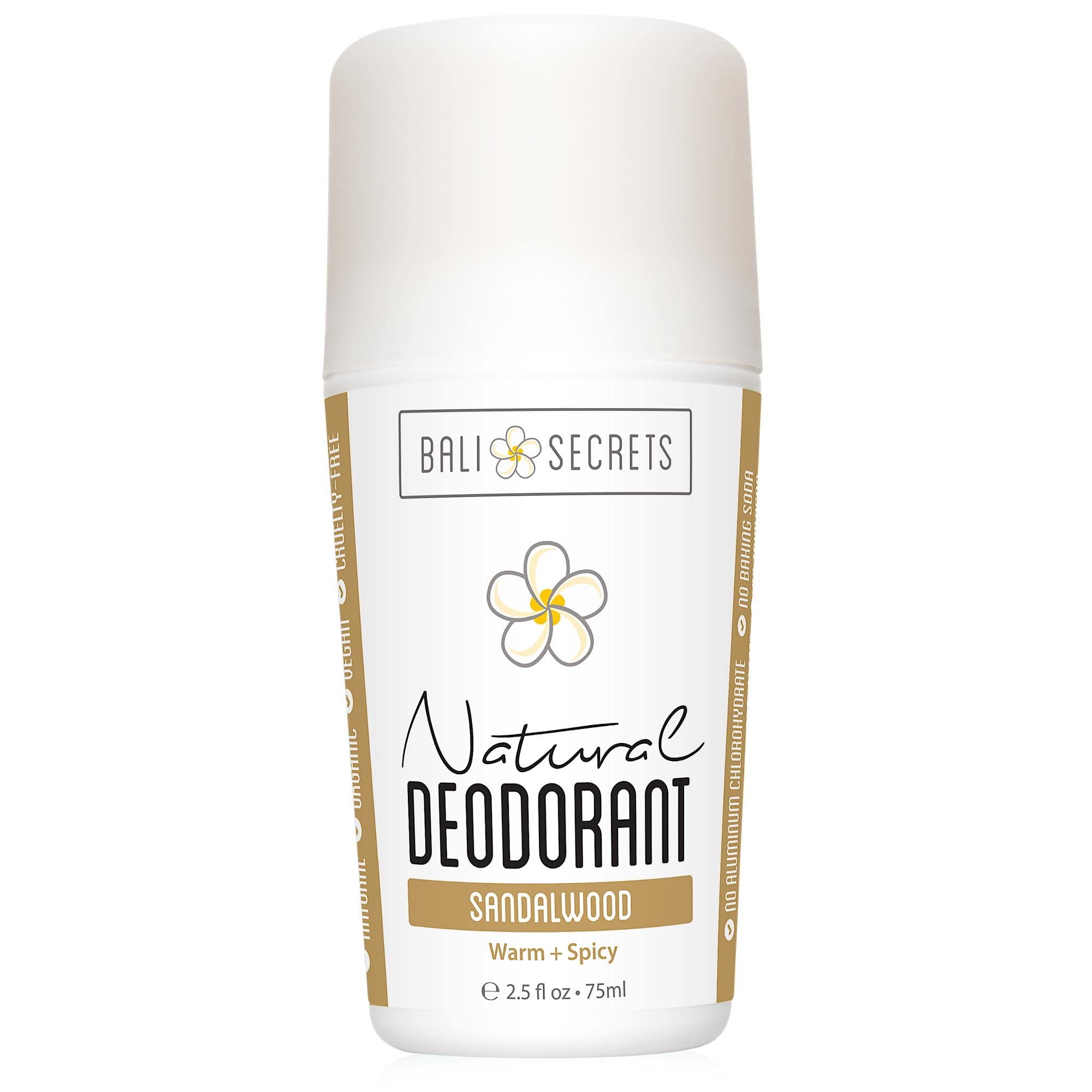 BALI SECRETS All Natural Deodorant. Pure & Simple Ingredients. Organic & Vegan. All Day Protection. [Scent: Sandalwood]