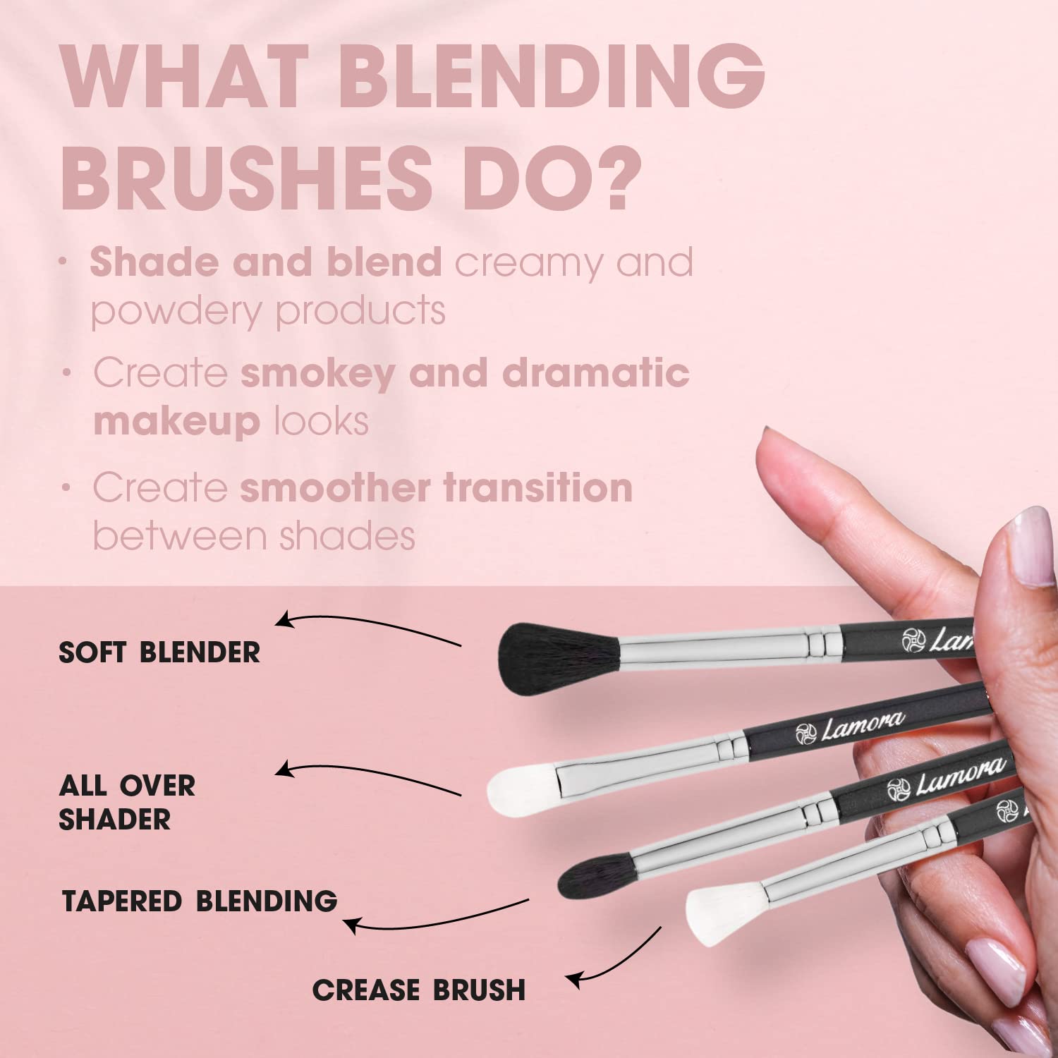 Real Technique's Pro Blending Brush Set, Smoky Eye Shadow Contour Kit, 4 Essential Shapes