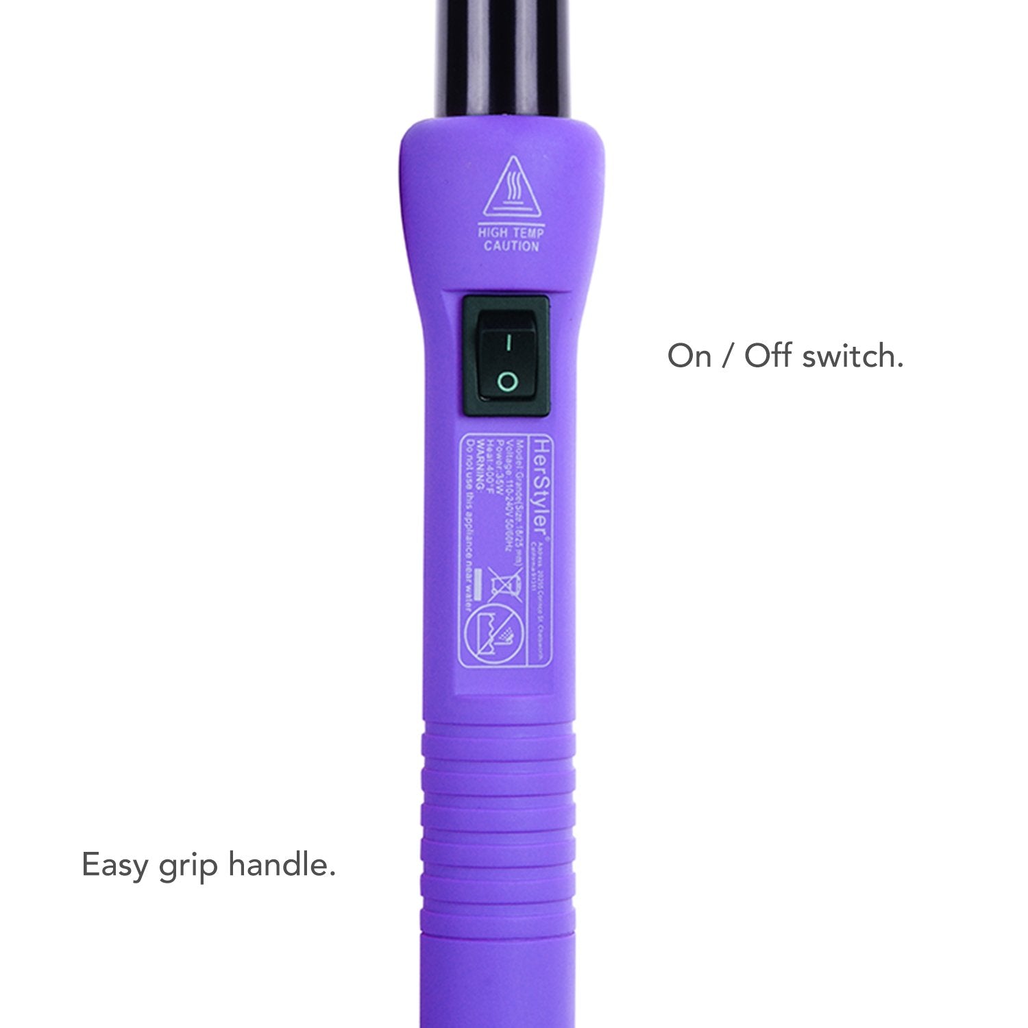 Herstyler Grande Purple Hair Professional Curling Iron (Purple Handle Black Rod)