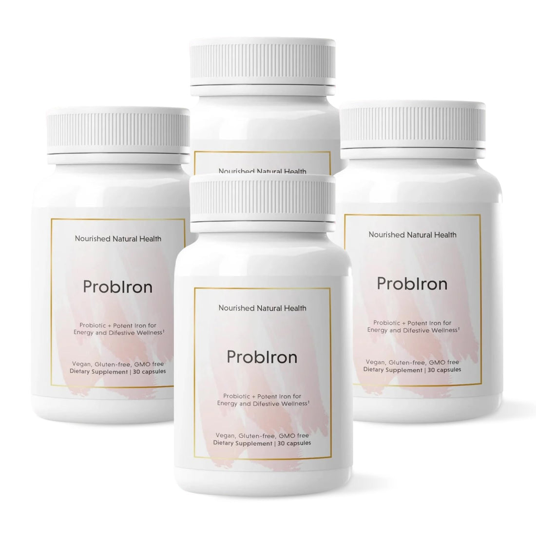 Nourished Natural ProbIron - Women's Probiotic + Iron Supplement Boosted with Vitamin C and Copper - Vegan Formula for Energy and Digestive Wellness - 120 Capsules