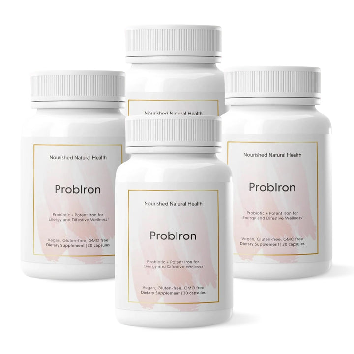 Nourished Natural ProbIron - Women's Probiotic + Iron Supplement Boosted with Vitamin C and Copper - Vegan Formula for Energy and Digestive Wellness - 120 Capsules