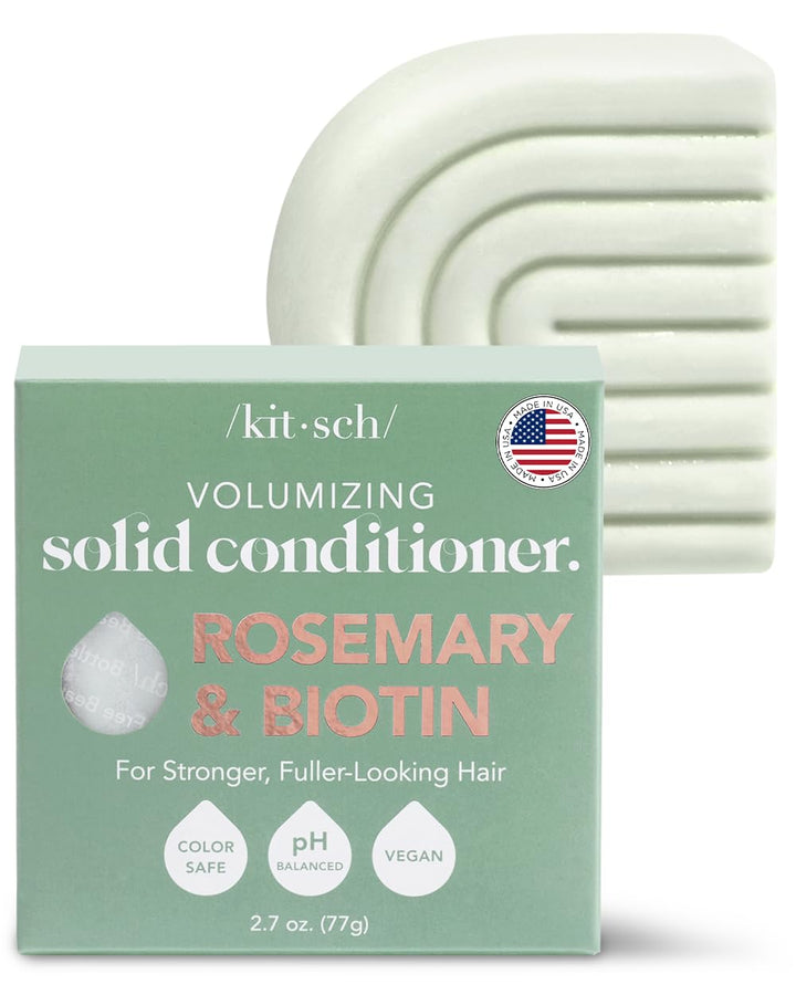 Kitsch Rosemary & Biotin Natural Hair Conditioner Bar, Organic, Vegan, Volumizing, Hydrating & Cleansing Conditioner for Curly or Straight Hair, Plastic, Paraben & Sulfate Free, Eco Friendly, 2.7 oz